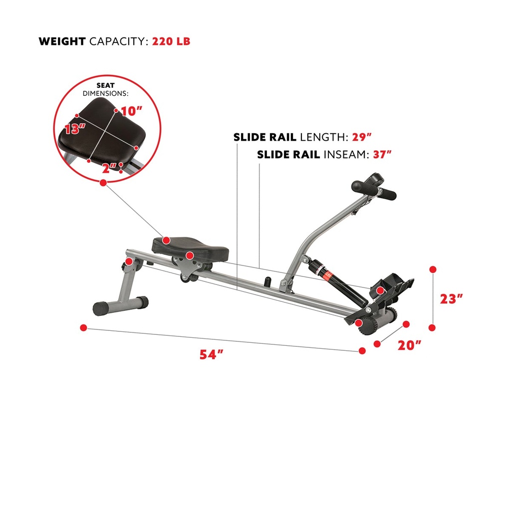  MAQUINA DE REMO CON RESISTENCIA AJUSTABLE Y MONITOR DIGITAL SF-RW1205 SUNNY HEALTH FITNESS